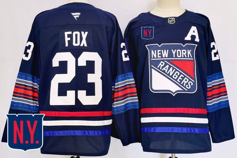 Men New York Rangers #23 Fox Blue Fanatics 2025 NHL Jersey style 1
